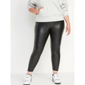 Old Navy 4X Black Faux Leather High Rise Leggings NEW